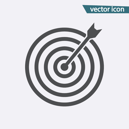 Gray Target icon isolated on background. Modern flat pictogram, business, marketing, internet concept. Trendy Simple vector symbol for web site design or button to mobile app. Logo illustration.のイラスト素材