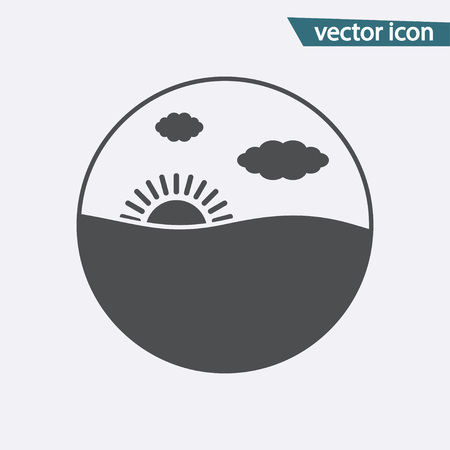 Gray Sunset icon isolated on background. Modern flat pictogram, business, marketing, internet concept. Trendy Simple vector symbol for web site design or button to mobile app. illustration.のイラスト素材