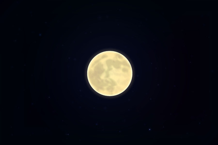 Full white moon isolated on dark starry sky, night background. Closeup moon and star light effect....
