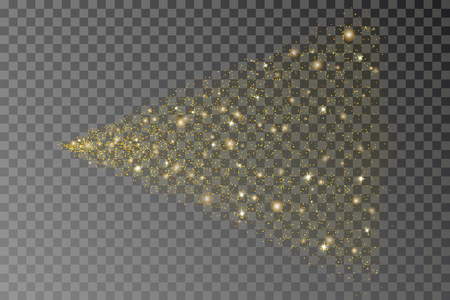Golden glitter particles vector, isolated. Glitter gold spray dust. Stardust illustration.のイラスト素材