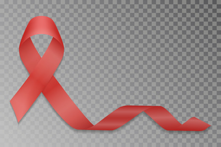 Red ribbon vector. World AIDS day. Realistic red ribbon isolated. Vector illustration.のイラスト素材