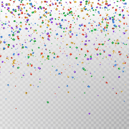 Color glitter confetti vector. Carnaval paper tinsel texture isolated on background. Party colorful confetti effect. Falling glitter particles decoration. New year and Xmas illustration.のイラスト素材