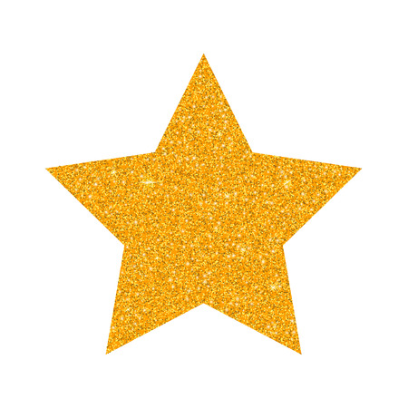 Glitter golden star vector isolated on white background. Christmas star, sparkly decoration. Golden Xmas sparkle star of many glitter particles. Vector illustration.のイラスト素材
