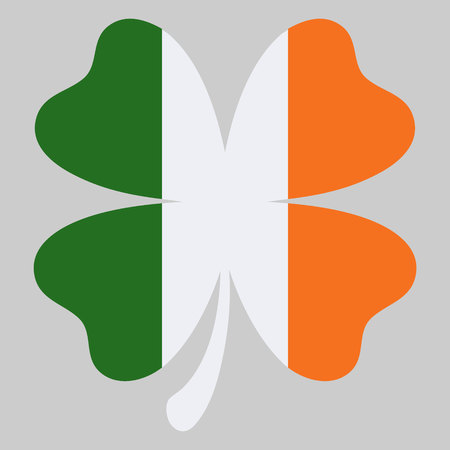 Shamrock clover vector icon in style ireland flag color. St Patrick day symbol, leprechaun leaf sign.のイラスト素材
