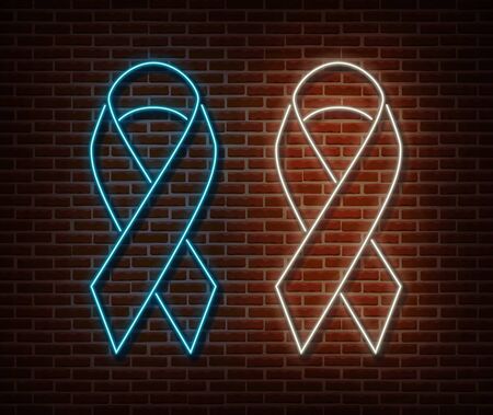 Neon signs vector isolated on brick wall. light symbol, decoration effect. Neon illustrationのイラスト素材