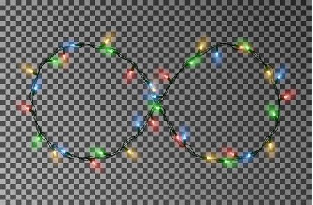 Christmas lights vector, light string in infinity style signのイラスト素材