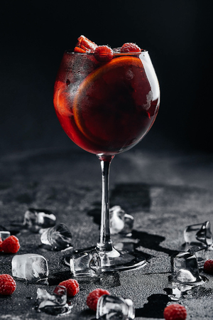 Glass of frozen sangria isolated on  backgroundの写真素材