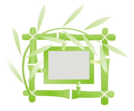 Green bamboo frame made of stems and leavesの写真素材