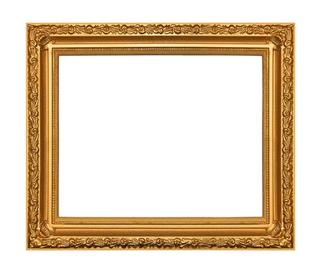 The antique gold frame on the white backgroundの写真素材