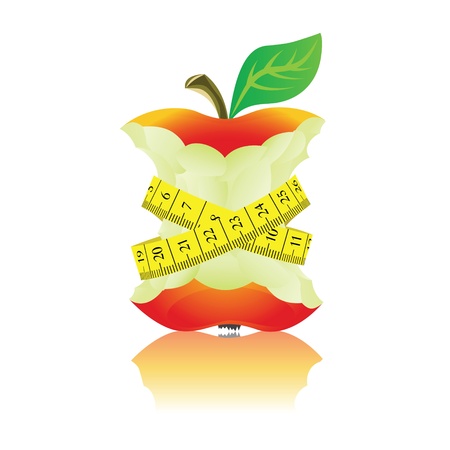 Apple with measure tape  Illustration on white background のイラスト素材