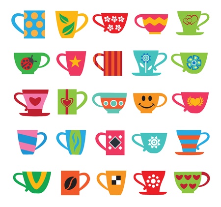 Set of colorful cupsのイラスト素材