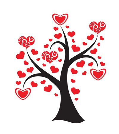 Love tree on white background  Abstract illustration のイラスト素材
