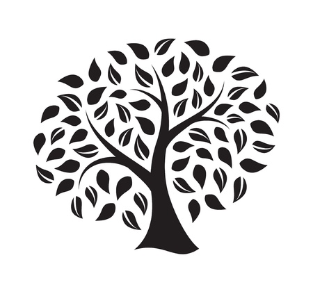 Silhouette of a tree isolated on white backgroundのイラスト素材