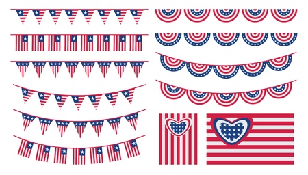 United States of America bunting and flags setのイラスト素材