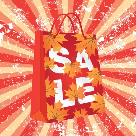 Autumn sale  Illustration with shopping bag のイラスト素材