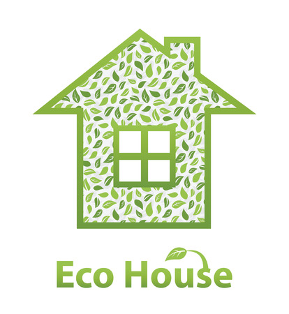 Green Eco house made of leavesのイラスト素材