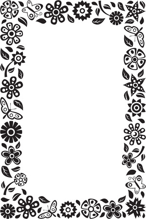 Flower frame with butterfliesのイラスト素材