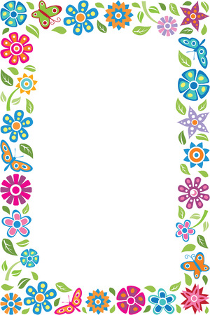 Floral frame with butterfliesのイラスト素材