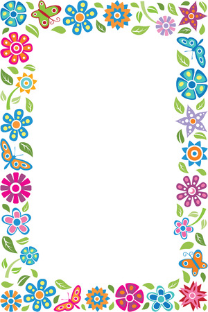 Floral frame with butterflies