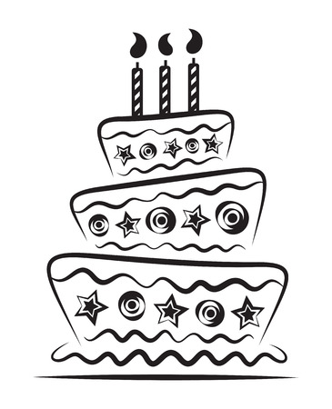 Birthday cake on white backgroundのイラスト素材