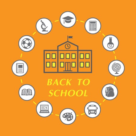 Back to school illustration with education iconsのイラスト素材