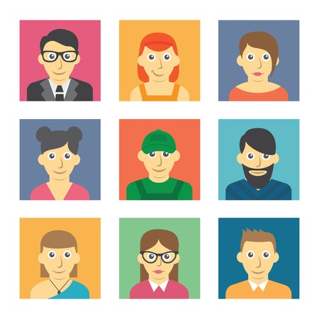 Set of cute character iconsのイラスト素材