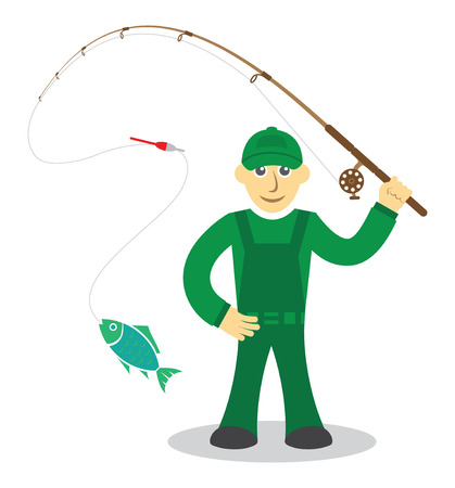 Fisherman on white backgroundのイラスト素材