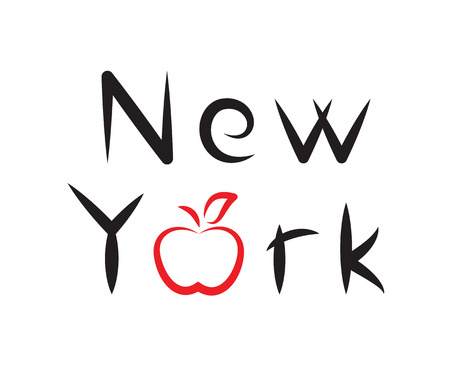 New York lettering with apple sign on whiteのイラスト素材