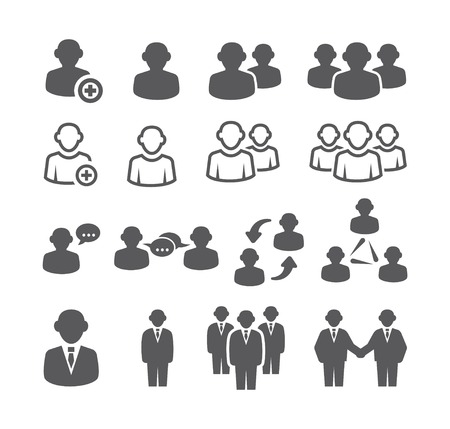 Gray People icon set on white backgroundのイラスト素材