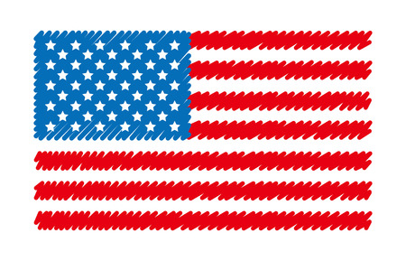 Illustration of the USA flag on whiteのイラスト素材