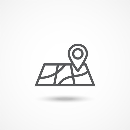 Gray Map icon with shadow on whiteのイラスト素材