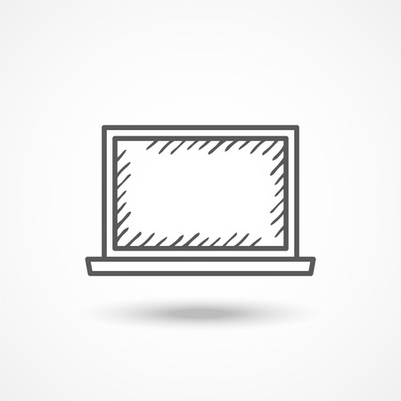 Gray Laptop Icon with shadow on whiteのイラスト素材