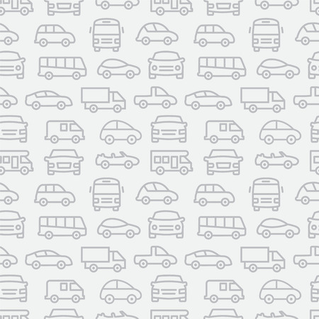 Gray seamless pattern with car line iconsのイラスト素材