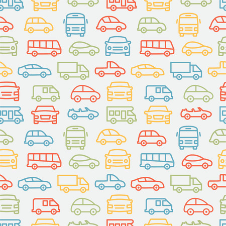 Colorful seamless pattern with car line iconsのイラスト素材