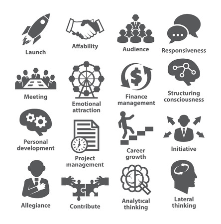 Business management icons on white.のイラスト素材