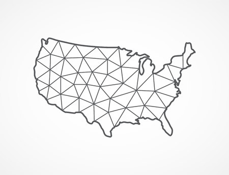USA map in geometric style on white isolated backgroundのイラスト素材