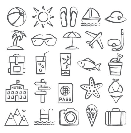 Summer Doodle Iconsのイラスト素材