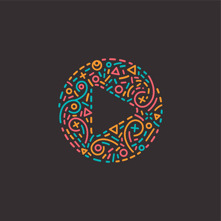Abstract Media logo in line styleのイラスト素材