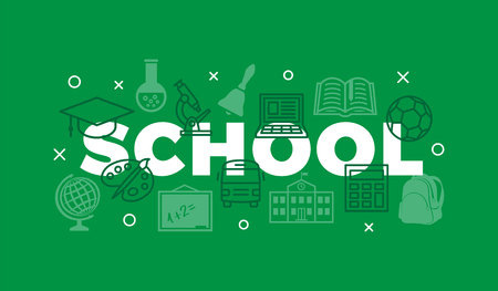 School Concept with icons and signsのイラスト素材