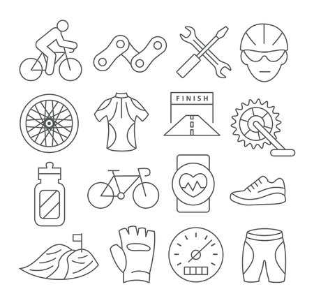 Biking Line Iconsのイラスト素材