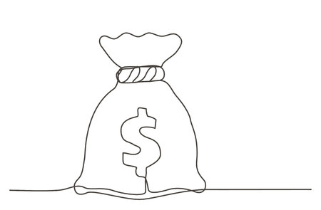 Money bag One line drawingのイラスト素材