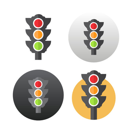 Traffic light icon in multi-color circle illustration.のイラスト素材