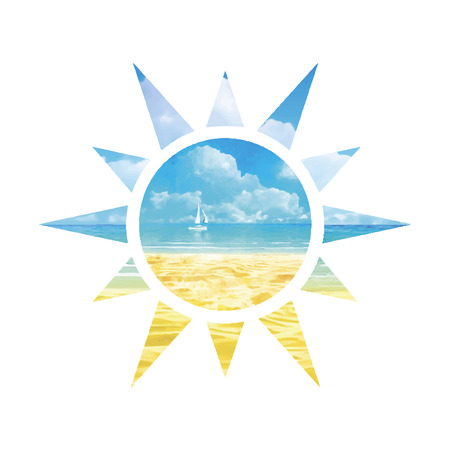 Summer illustration in the double exposure techniqueのイラスト素材