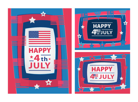 Happy 4th of July Abstract illustration with paper cut shapesのイラスト素材