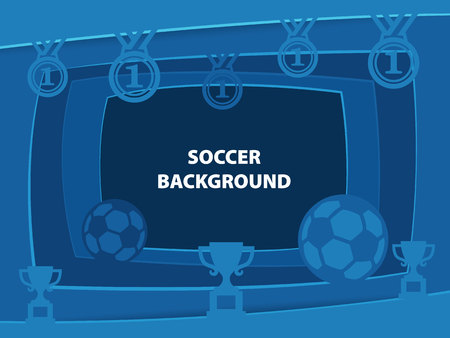 Soccer Abstract background with paper cut shapesのイラスト素材