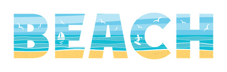 Beach Illustration in the double exposure techniqueのイラスト素材
