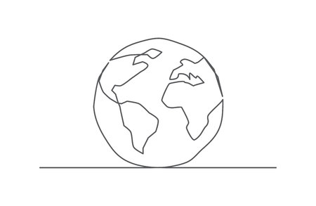 Globe One line drawingの写真素材