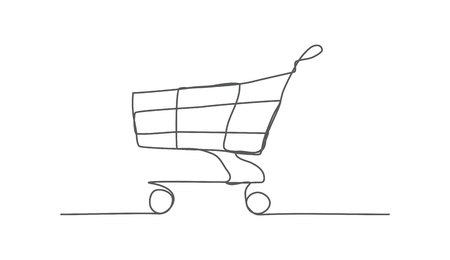 Shopping Cart One line drawingのイラスト素材