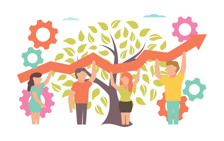 Teamwork Vector illustration for business design and infographic on whiteのイラスト素材