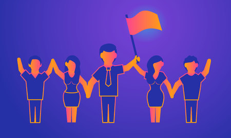 Leadership Gradient illustration on violet backgroundのイラスト素材
